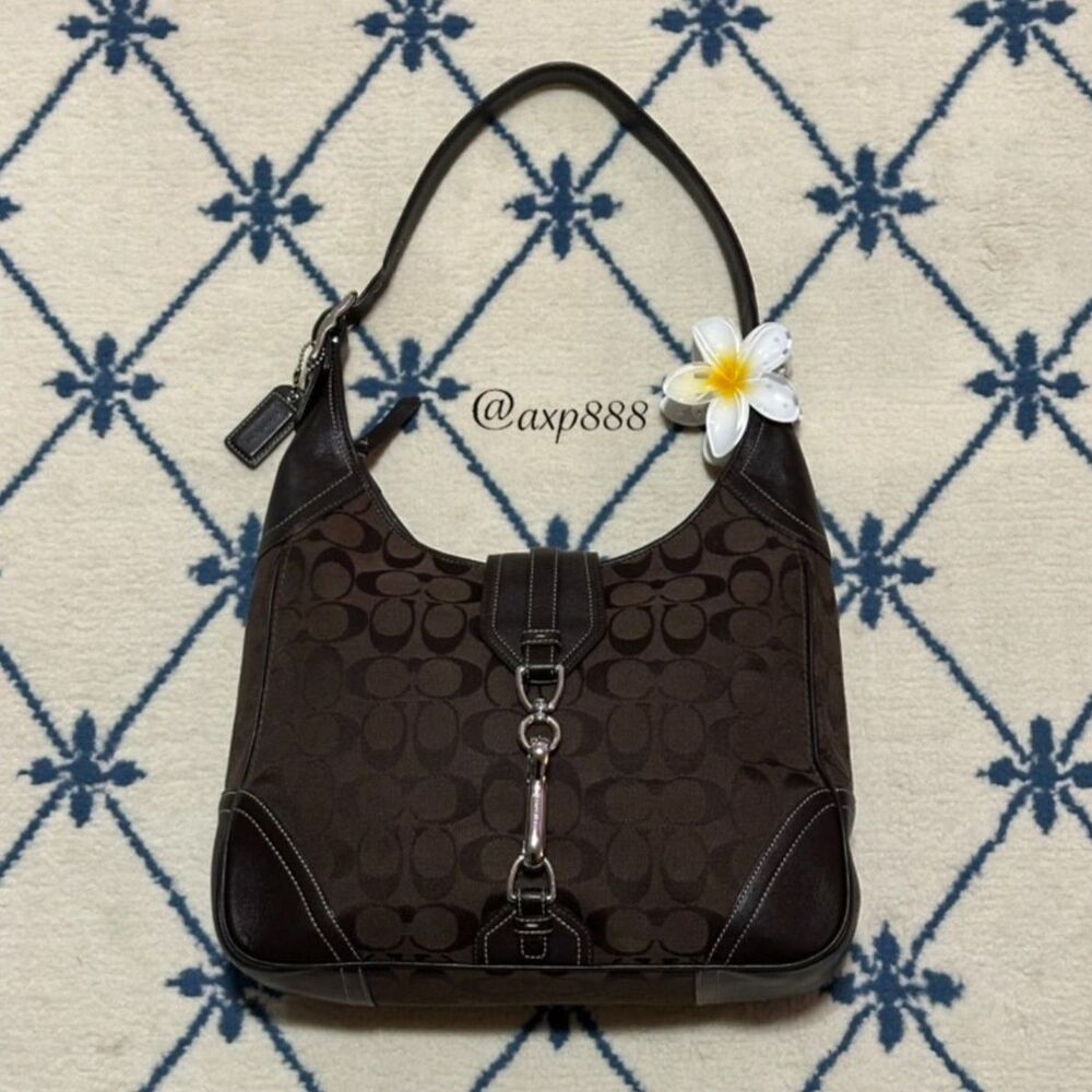 Coach Vintage Y2K Hampton Signature Hobo Clip Shoulder Bag Purse 2005 8K03